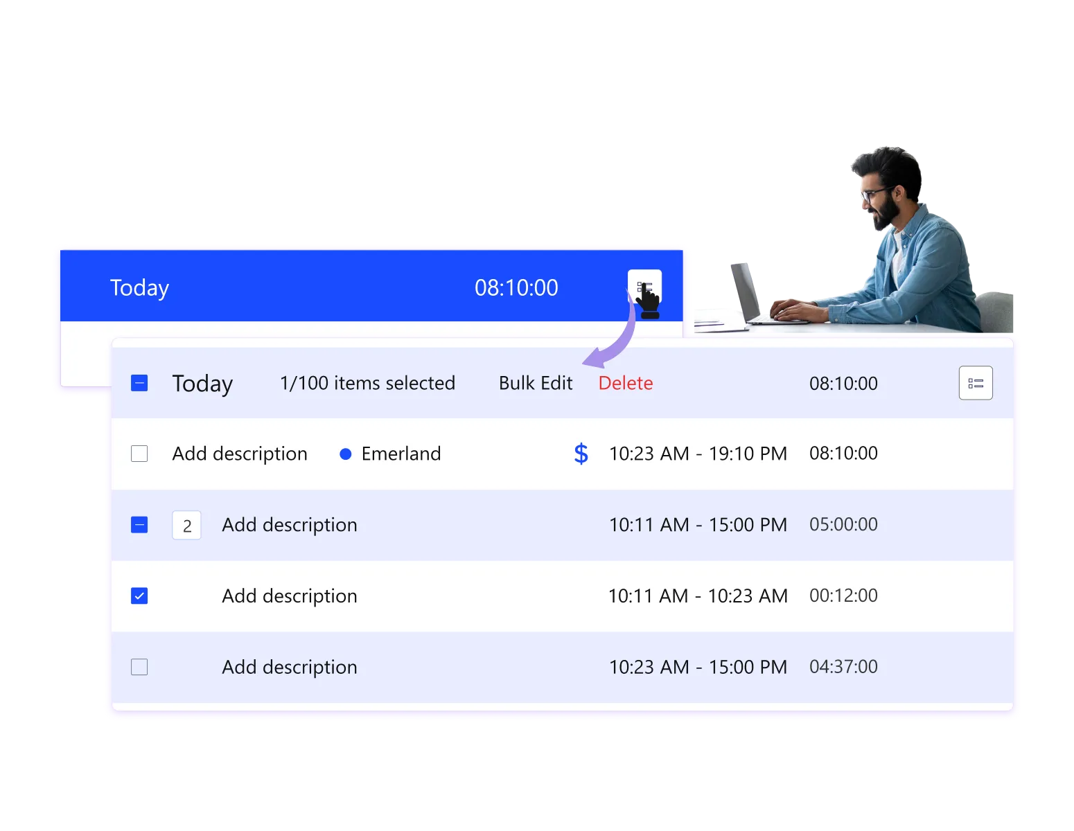 manual logs and bulk edits dashboard